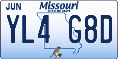 MO license plate YL4G8D