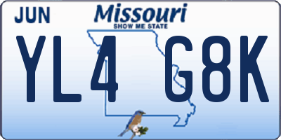 MO license plate YL4G8K