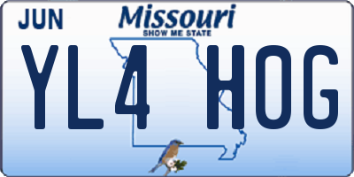MO license plate YL4H0G