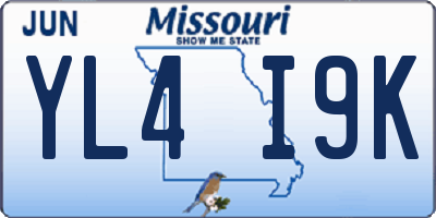 MO license plate YL4I9K
