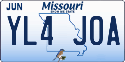 MO license plate YL4J0A