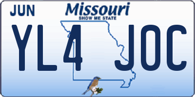 MO license plate YL4J0C