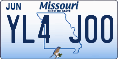 MO license plate YL4J0O