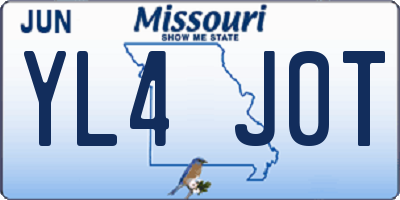 MO license plate YL4J0T