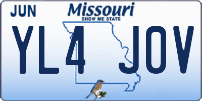 MO license plate YL4J0V