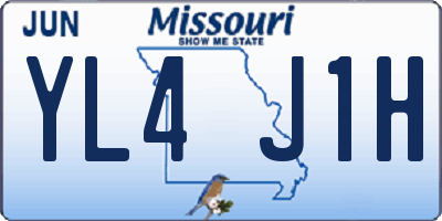 MO license plate YL4J1H