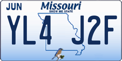 MO license plate YL4J2F