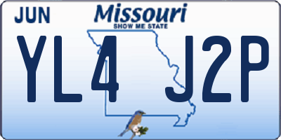MO license plate YL4J2P