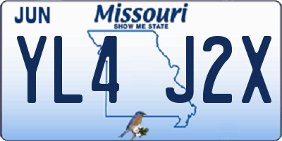 MO license plate YL4J2X