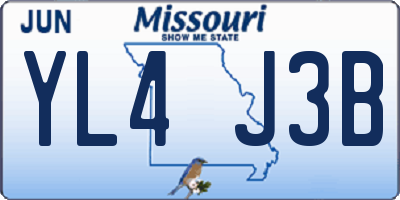 MO license plate YL4J3B