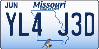 MO license plate YL4J3D