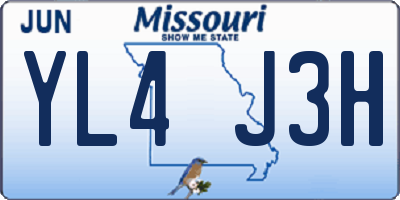 MO license plate YL4J3H