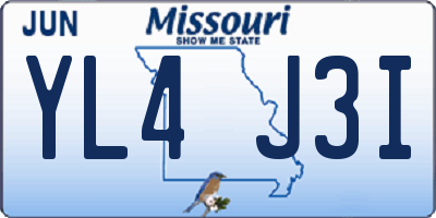 MO license plate YL4J3I