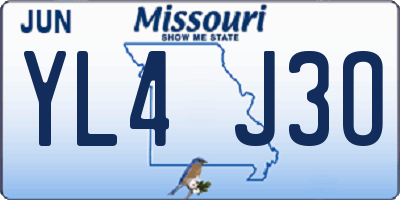 MO license plate YL4J3O