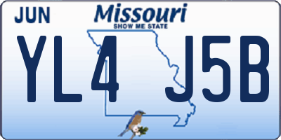MO license plate YL4J5B