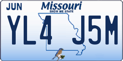 MO license plate YL4J5M