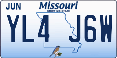 MO license plate YL4J6W