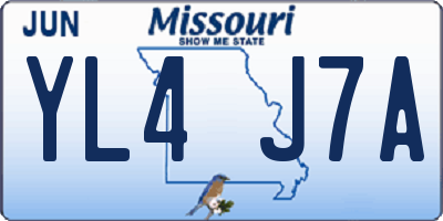 MO license plate YL4J7A