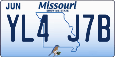 MO license plate YL4J7B