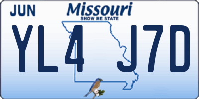 MO license plate YL4J7D