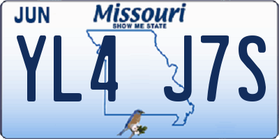 MO license plate YL4J7S