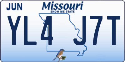 MO license plate YL4J7T