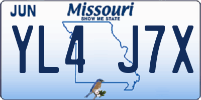 MO license plate YL4J7X