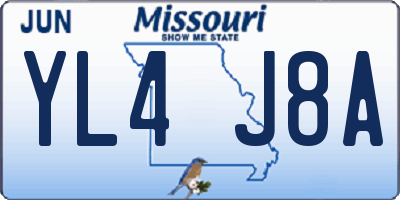 MO license plate YL4J8A