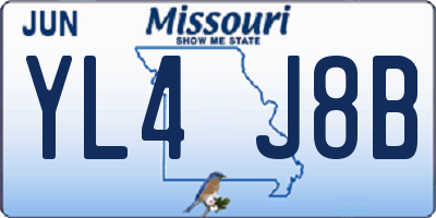 MO license plate YL4J8B