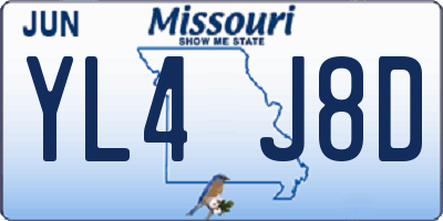 MO license plate YL4J8D