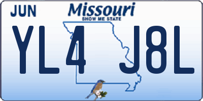 MO license plate YL4J8L