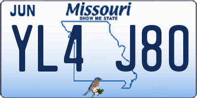 MO license plate YL4J8O