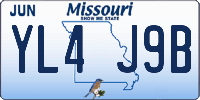MO license plate YL4J9B