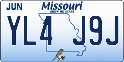 MO license plate YL4J9J