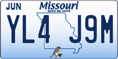 MO license plate YL4J9M