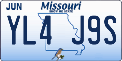 MO license plate YL4J9S