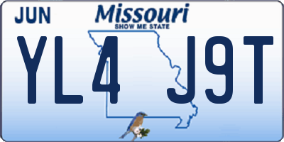 MO license plate YL4J9T