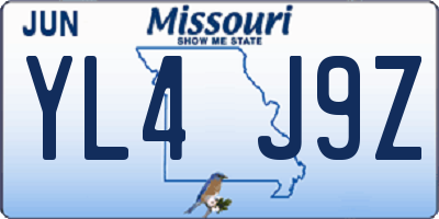 MO license plate YL4J9Z