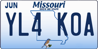 MO license plate YL4K0A