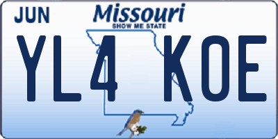 MO license plate YL4K0E