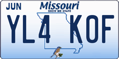 MO license plate YL4K0F