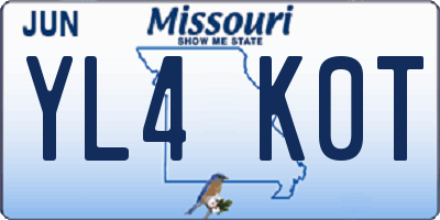 MO license plate YL4K0T