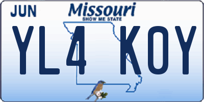 MO license plate YL4K0Y
