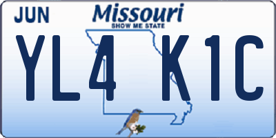 MO license plate YL4K1C