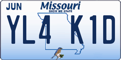 MO license plate YL4K1D