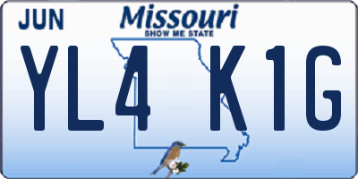 MO license plate YL4K1G