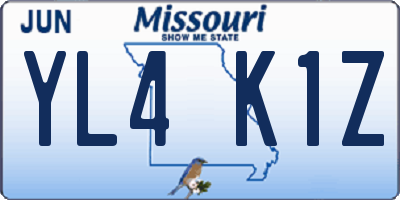 MO license plate YL4K1Z
