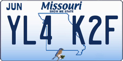 MO license plate YL4K2F