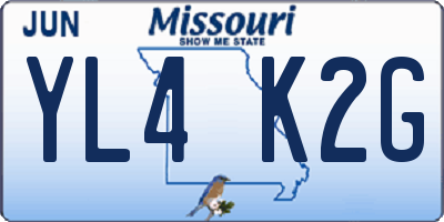 MO license plate YL4K2G