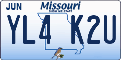 MO license plate YL4K2U